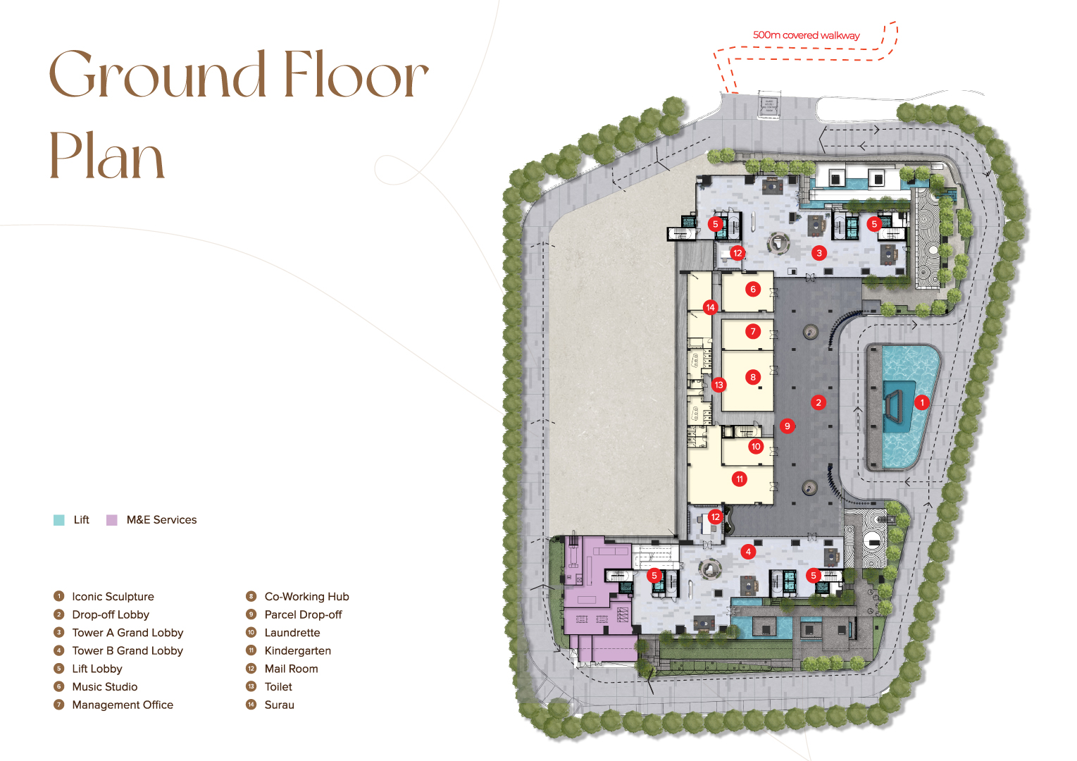 Ground Floor Plan, Facilities, Amber Homes, Sri Petaling